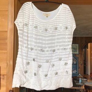 Anthropologie white embellished shirt
